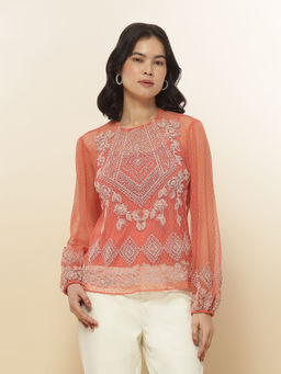 Label Ritu Kumar - Pink Embroidered Top