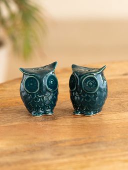 ExclusiveLane - Teal Forest Handcrafted Salt & Pepper Shakers in Ceramic (Set of 2)