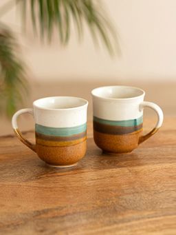 ExclusiveLane - Zen Garden Hand Glazed Ceramic Tea & Coffee Mugs 330 Ml (Set of 2)