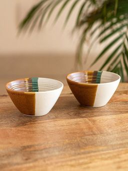 ExclusiveLane - Zen Garden Hand Glazed Ceramic Serving Bowls 300 Ml (Set of 2)