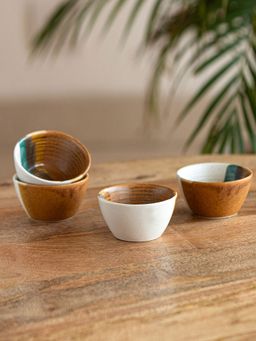 ExclusiveLane - Zen Garden Hand Glazed Ceramic Dinner Bowls Katoris 120 Ml (Set of 4)