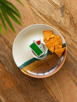 ExclusiveLane - Zen Garden Hand Glazed Chip-N-Dip Serving Platter in Ceramic