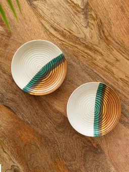 ExclusiveLane - Zen Garden Hand Glazed Ceramic Side Quarter Plates (Set of 2)