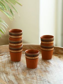 ExclusiveLane - Terra Tones Ceramic Tea Kullads (Set of 6 Microwave Safe)