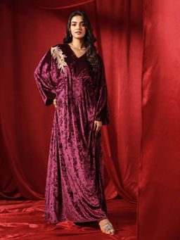 B'Infinite - Rasin Purple Velvet Drape Gown