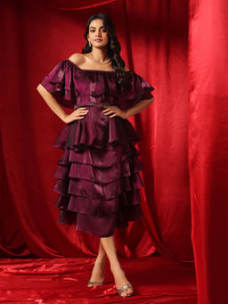 B'Infinite - Rasin Purple Cascade Elegance Dress