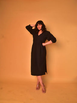 WHY SO BLUE - Zoey Black Drama Dress