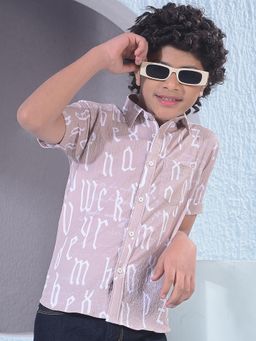 CRIMSOUNE CLUB - Boy's Peach Typographic Printed Shirt