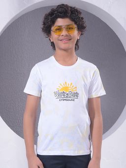 CRIMSOUNE CLUB - Boy's White Typography T-Shirt
