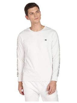Arrow - Sports Men Off White Crew Neck Brand Tape Solid Sweatshirt