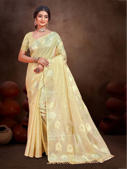 Sangam Prints - Golden Munga Kota Woven Saree with Unstitched Blouse
