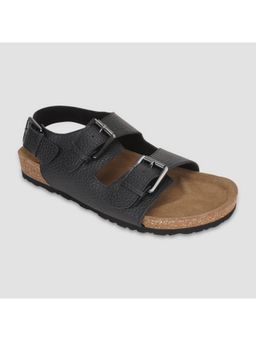 EZOK - Black Leather Sandal For Men
