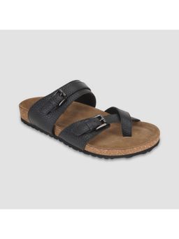 EZOK - Black Leather Sandal For Men