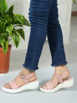 Carlton London - Peach Comfort Women's Buckle Sandals