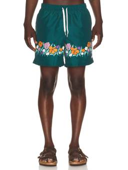Bather - Lawn Printed Men's Recycled Polyester Swim Trunks Green