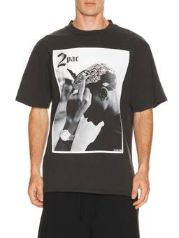 Philcos - Tupac Photo Men's Graphic Print Crew Neck T-Shirt Black