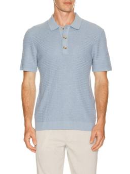 Rails - Nathan Men's Textured Knit Polo T-Shirt Blue