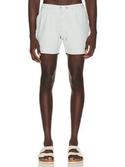 Vintage Summer - Stripe Knit Men's Seersucker Drawstring Swim Trunks Aqua