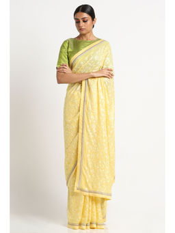 Via East - Daisy Yellow Georgette Embroidered Embellished Saree