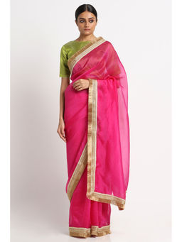 Via East - Pink Organza Rekha Saree