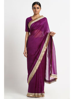 Via East - Purple Organza Rekha Saree