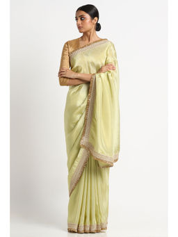 Via East - Lime Green Tissue Zainab saree