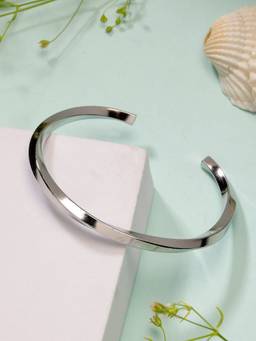 NVR - Mens Silver-Plated Stainless Steel Cuff Bracelet