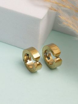 NVR - Mens Gold-Plated Contemporary Hoop Earrings