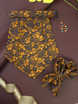 PELUCHE - The Woodlot Copse Brown Cravat & Pocket Square for Men (Set of 2)