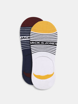 Jack & Jones - Men Striped Multi-Color Shoe Liner Socks (Pack of 2)