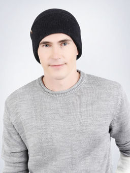 Bharatasya - Rabbit Fur Black Beanie