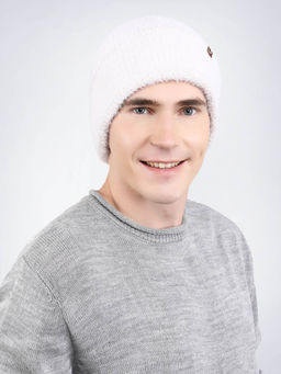 Bharatasya - Rabbit Fur White Beanie