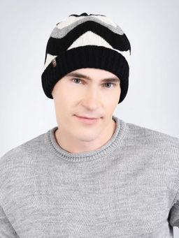 Bharatasya - Stripe Pattern Grey Beanie