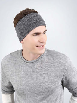 Bharatasya - Stylish Knitted Woolen Grey Head band for Men