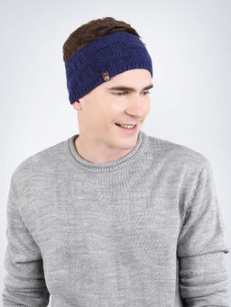 Bharatasya - Stylish Knitted Woolen Blue Head band for Men