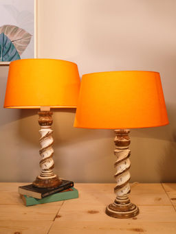 Homesake - Rustic Table Lamp 2Pcs Rope Whitewash Orange