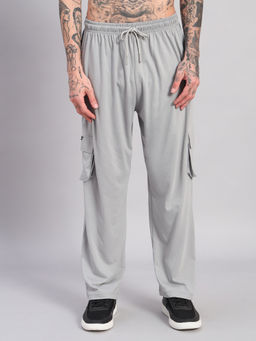 Griffel - Men Cotton Fabric Solid Grey Trackpant