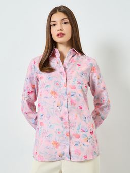 Styli - Women Pink Floral Printed Long Sleeves Regular Fit Shirt