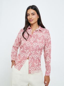Styli - Women Pink Floral Embroidered Regular Fit Shirt