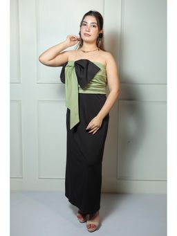 CLASYY - Multi-Color Polyester Colorblock Sleeveless Strapless Dress