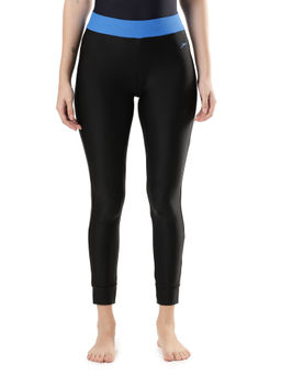 Speedo - Women's Endurance10 Solid Contrast Leggings - Black & Bondi Blue