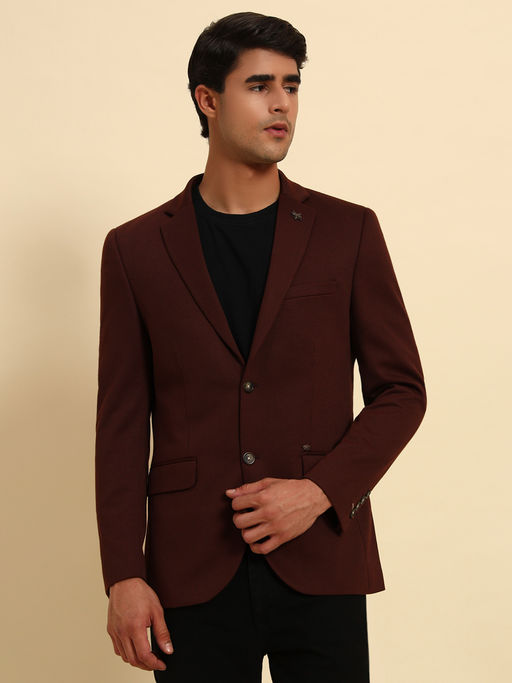 Cantabil Men Rust Solid Slim Fit Blazer