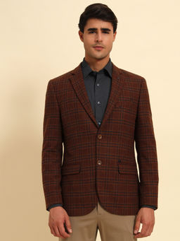 Cantabil - Men Rust Checks Smart Fit Blazer