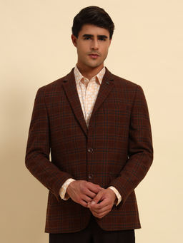 Cantabil - Men Brown Check Smart Fit Blazer