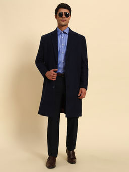 Cantabil - Men Navy Blue Smart Fit Long Blazer