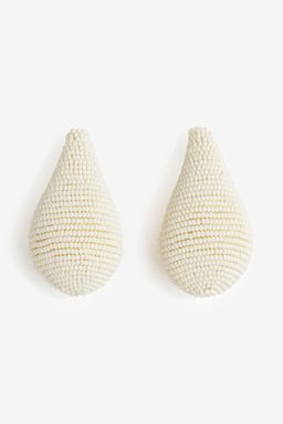 H&M - Women White Glass-Bead Statement Dome Earrings