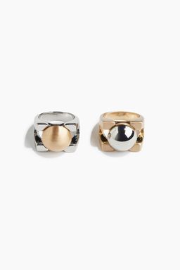 H&M - Women Silver 2-Pack Two-Toned Rings