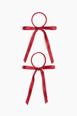 H&M - Women Red 2-Pack Bow Hair Elastics