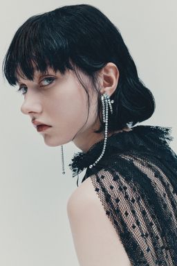 H&M - Women Silver Rhinestone Dangle Earrings