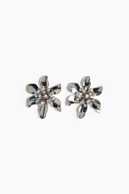 H&M - Women Silver Flower-Shaped Earrings